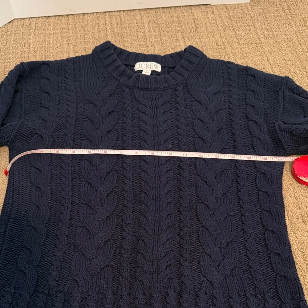 J. Crew Navy Cable Knit Crew Sweater